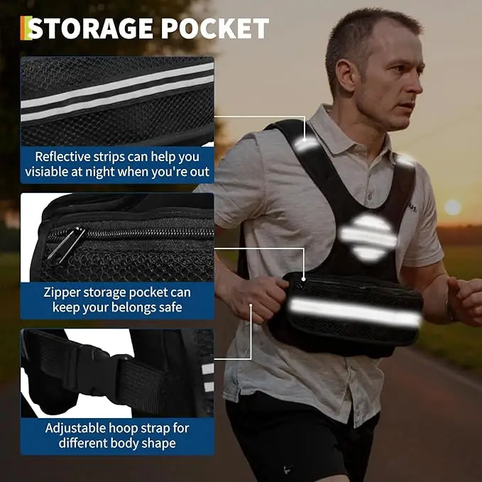 Adjustable Neoprene Weighted Vest for Walking, Jogging and Running, Weight Training Vest with Reflective Strips and Mesh Storage