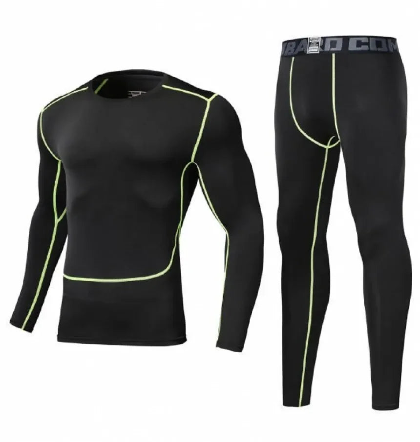 Men's Bodybuilding Activewear Fitness Suit with Elastic Compression Tights Slim Fit Workout Pants and Gym Muscle Boosting Runnin