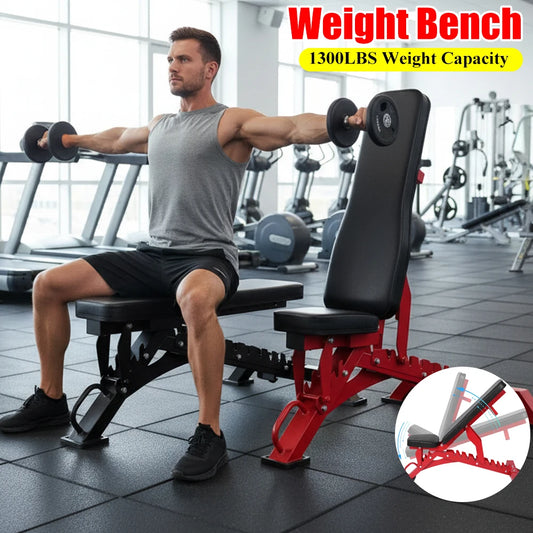 Adjustable Exercise Bench with 1300LBS Weight Capacity Sit-up Bench for Home Gym for Benches Press Strength Training Exercise