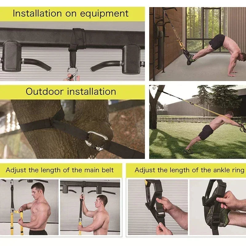 P3-2 & P3-3 Trx Adjustable Suspension Training Belt - Multi-Purpose Resistance Band for Yoga, Fitness & Strength Workouts