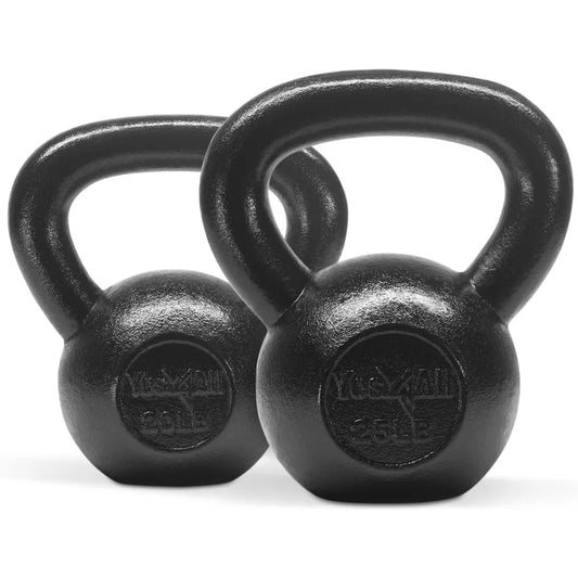 Kettlebell Sets 5 10 15 20 25 30 LB Cast Iron Strength Training Kettlebells with Wide Handles and Flat Bottom Design Ideal for