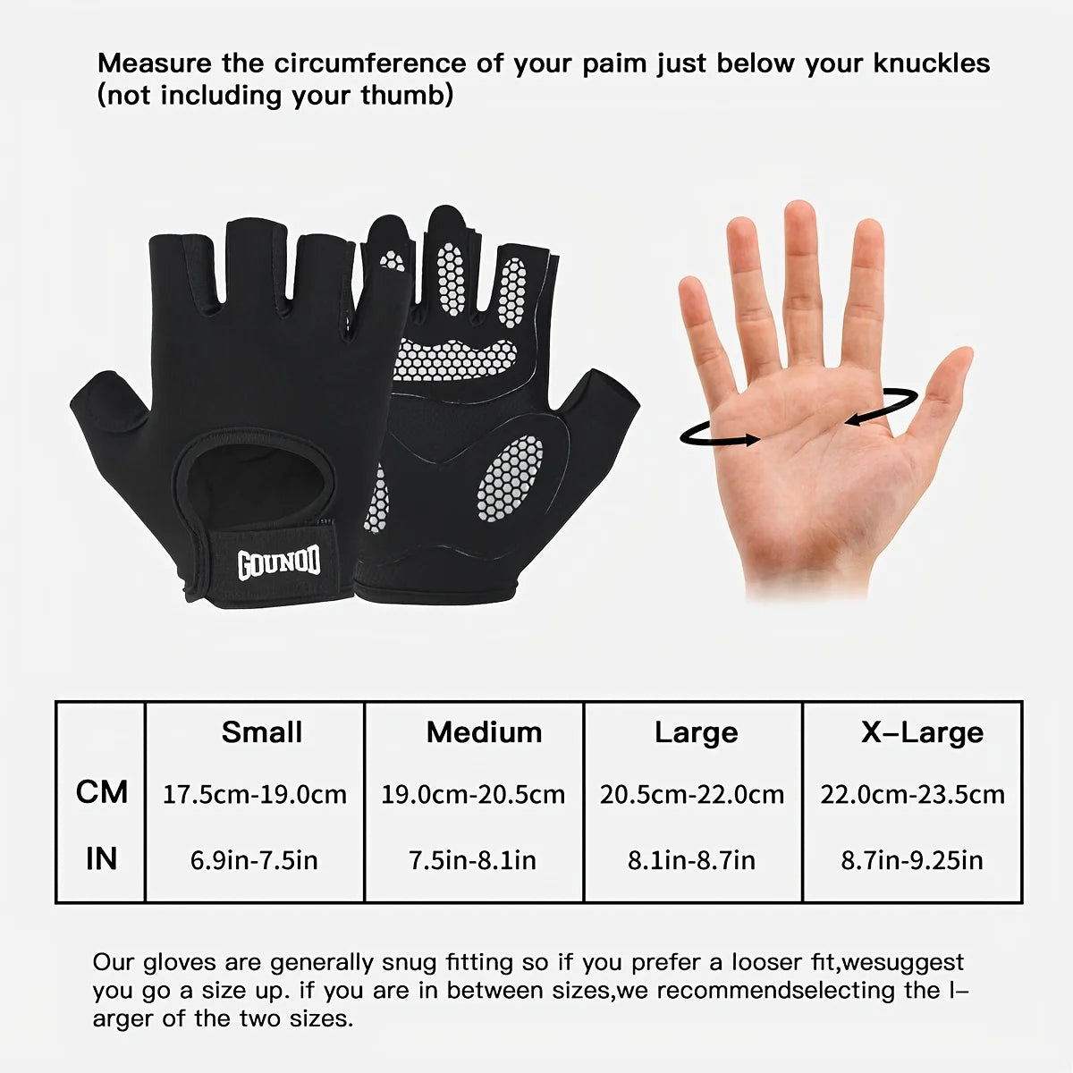 GOUNOD 1 pair of half-finger sports gloves, anti-slip and breathable sports gloves, weightlifting and yoga, comfortable fitness