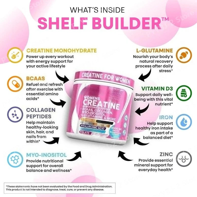 Daily Health and Nutrition Dietary Supplement Female Creatine Powder Creatine Monohydrate Powder with BCAA & Amino Acids