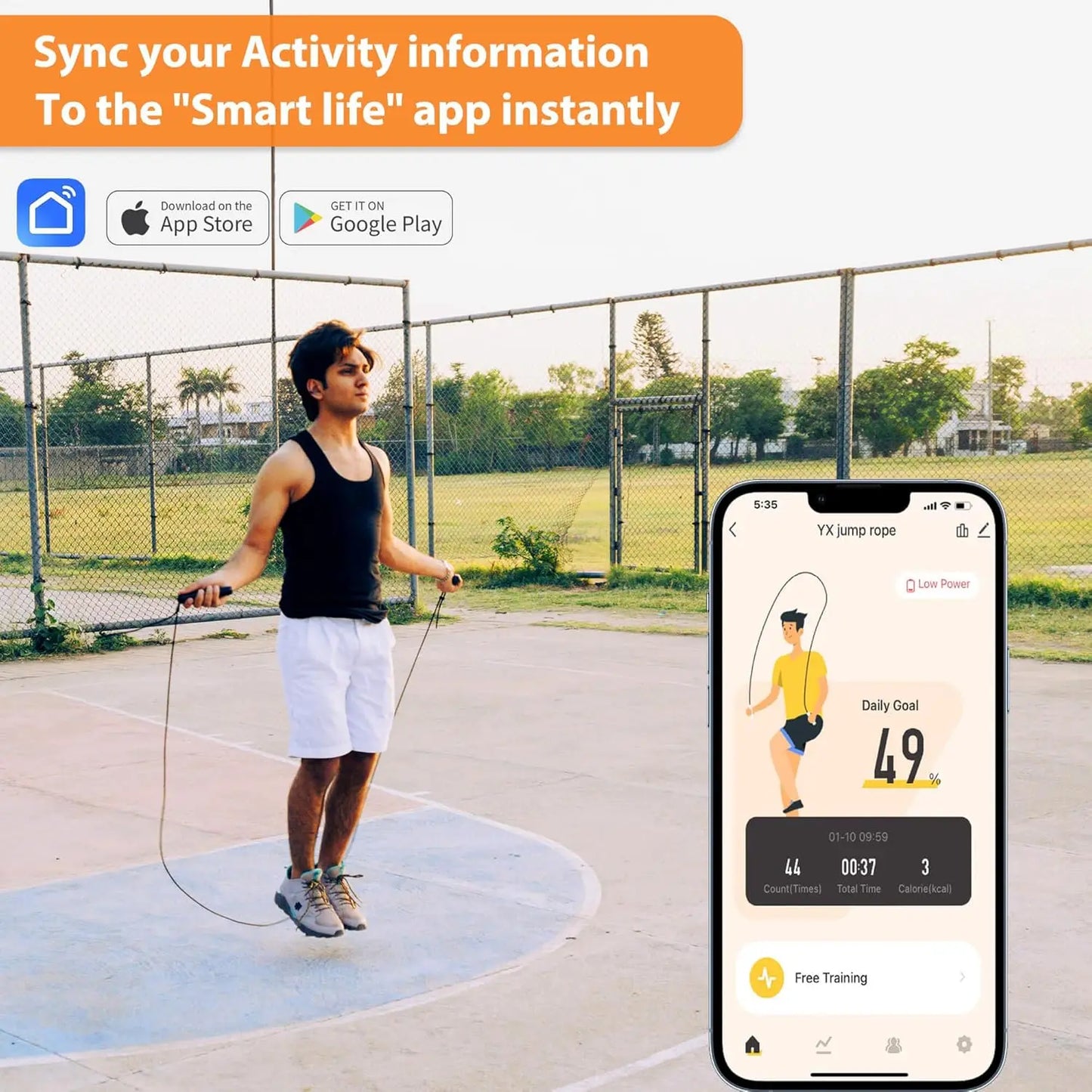 Tangle-Free Jump Rope with Counter and App for Fitness, Home Exercise, Workout - Gifts for Adults