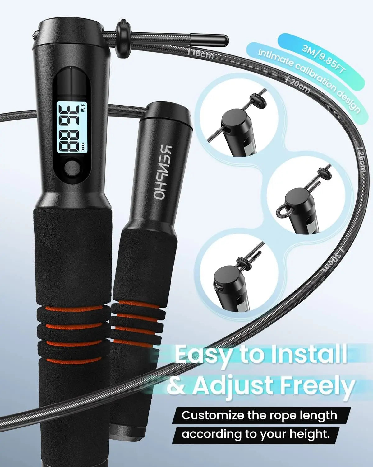 Smart Jump Rope with App Tracking, Tangle-Free Design for Men & Women, Adjustable for Crossfit & Gym