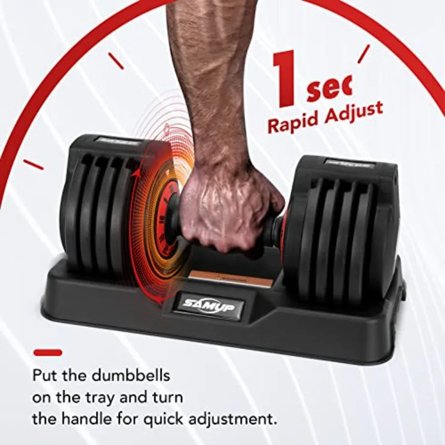 25/55 lbs Pair Adjustable Dumbbells Set with Anti-Slip Metal Handle for Exercise Fitness Fast Adjust Weight for Full Body Worko