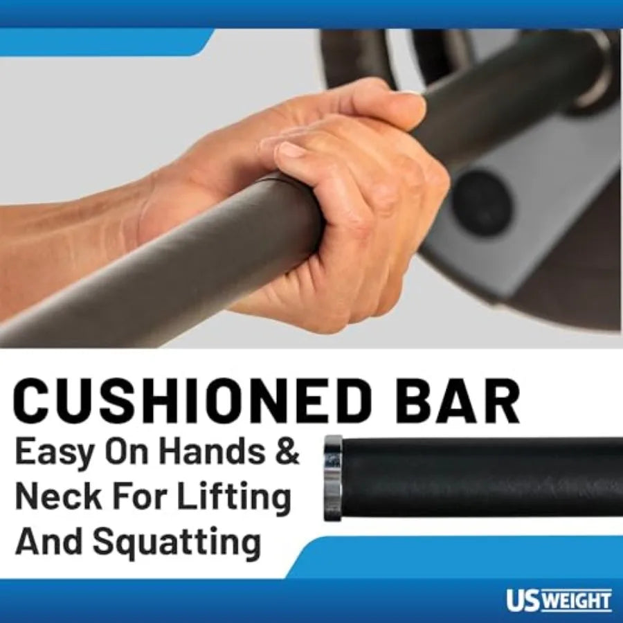 Adjustable Weight Set for Home Gym - Durable Steel Barbell Curl Bar with Multiple Use Options - Gray and Black Finish - Customi