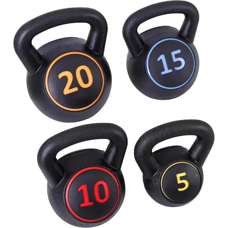 Kettlebell Sets 3/4 Piece for Women Men Home Gym Exercise Kettle bell Fitness Strength Training Kettlebells 5/10/15/20 lbs Full