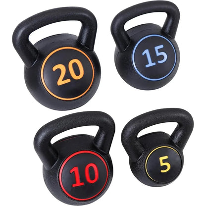 Kettlebell Sets 3/4 Piece for Women Men Home Gym Exercise Kettle bell Fitness Strength Training Kettlebells 5/10/15/20 lbs Full