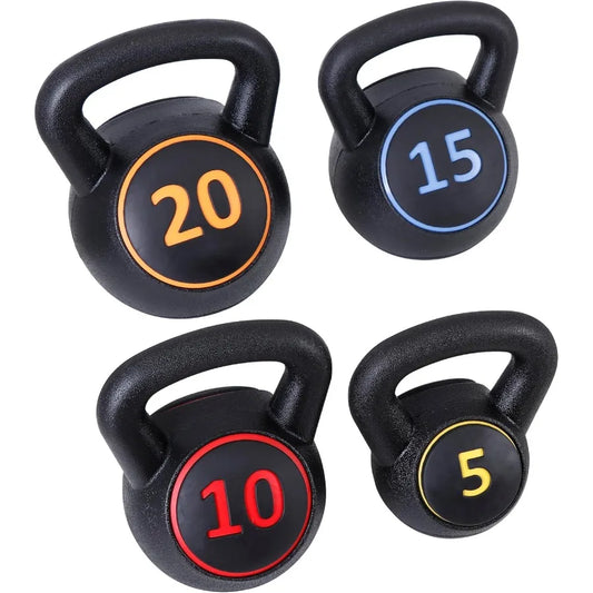 Kettlebell Sets 3/4 Piece for Women Men Home Gym Exercise Kettle bell Fitness Strength Training Kettlebells 5/10/15/20 lbs Full