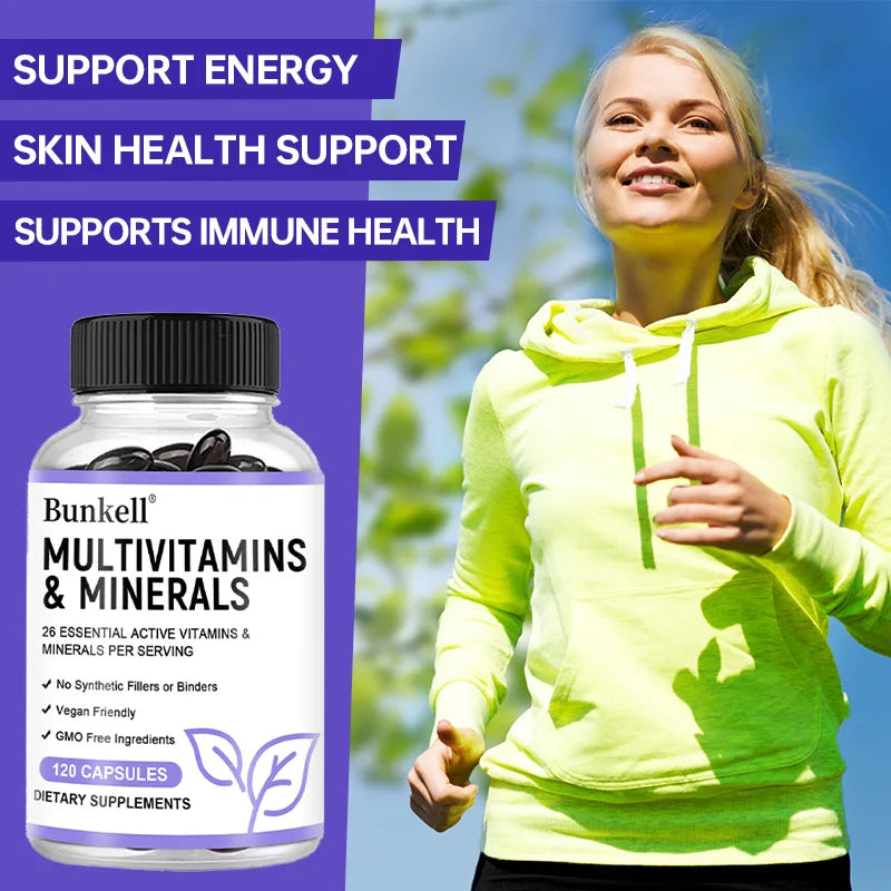 Multivitamin Capsules - 26 Essential Active Vitamins & Minerals - Repairs Skin,Promotes Liver Health,Boosts Energy