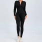 Hearuisavy Summer V Back Sports Jumpsuit Yoga Clothes Rompers Women Long Sleeveles Workout Bodysuits Backless One-piece Suit
