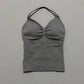 Gym Halter Top Woman Longline Strappy tank Padded Yoga Clothing Removable Cups Yoga Tank Tops Fitness Workout Running Activewear