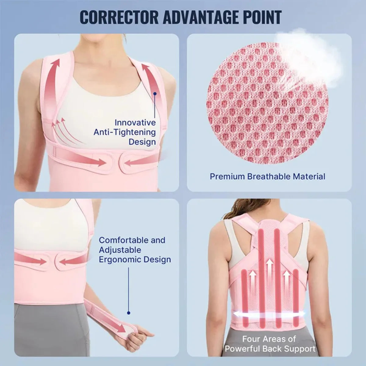 Back Brace and Posture Corrector for Women and Men Adjustable and Lightweight Straightener for Scoliosis Hunchback Correction