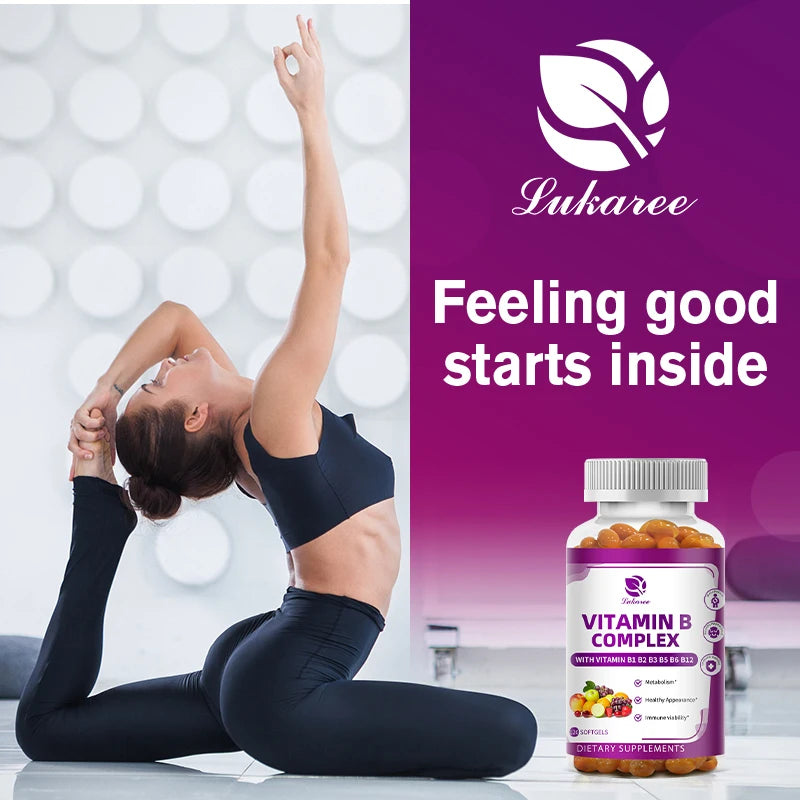 LUKAREE Vitamin B Complex for Men and Women with Biotin & Folic Acid Super Promote Human Metabolism ,Energy, Nerve Blood Support