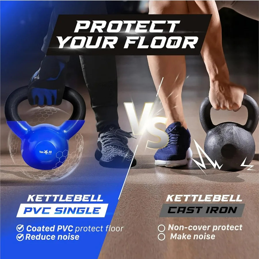 Kettlebell, 40LB Vinyl Coated Cast Iron Strength Training Kettlebells for Home Gym Exercises, Fitness, Full Body Workout Equipme