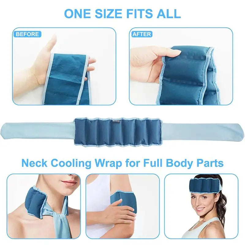35x9cm Reusable Cooling Ice Scarf – Summer Neck Wrap & Pet Cooler, Hydrating Polymer Core,Chill Activated for Sports&Heat Relief