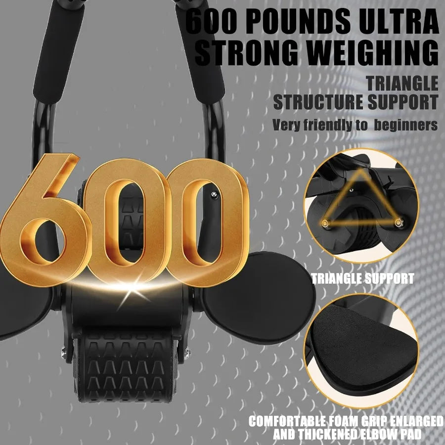 Ab Roller for Abdominal Exercise Machine with Automatic Rebound Dolly Core Strengthening Trainer Fitness Belly Training Equipme
