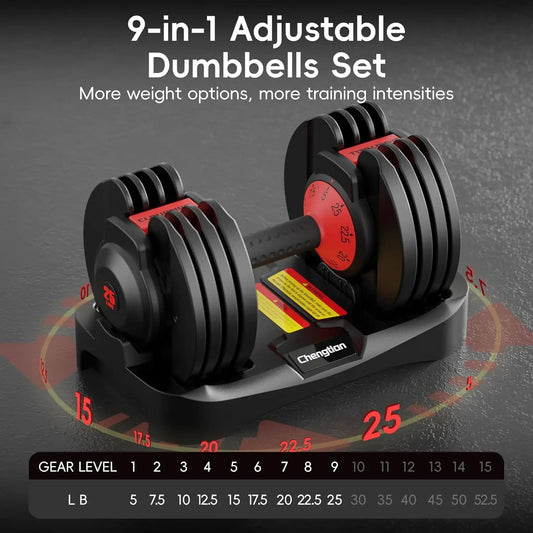 Adjustable Dumbbell Set of 2, Quick Weight Change for Home Gym Workout with Anti-Slip Handle