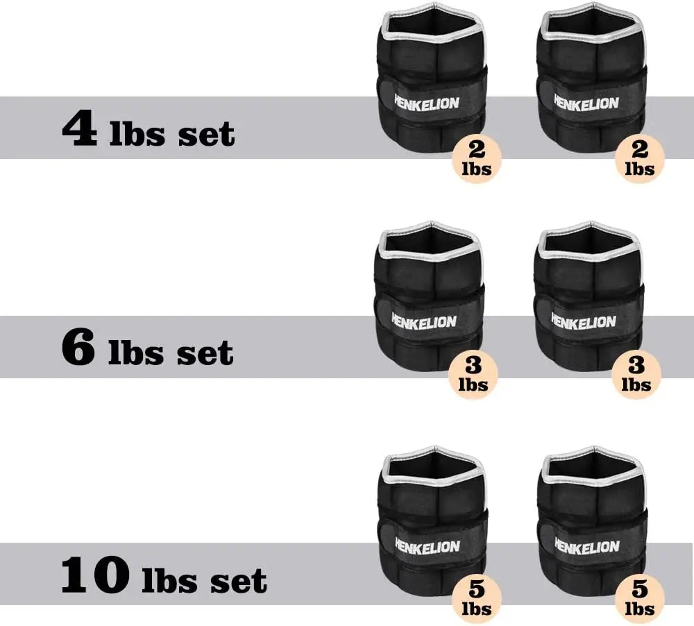 Adjustable Ankle Weights 1-10 Lbs for Women Men, Strength Training Sets for Gym Fitness Running - Black Grey Pink Blue Purple