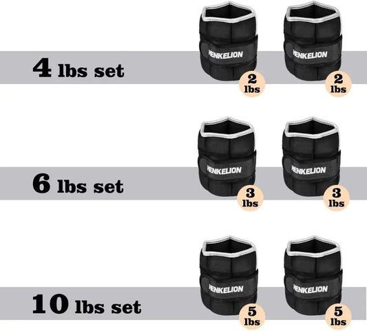 Adjustable Ankle Weights 1-10 Lbs for Women Men, Strength Training Sets for Gym Fitness Running - Black Grey Pink Blue Purple