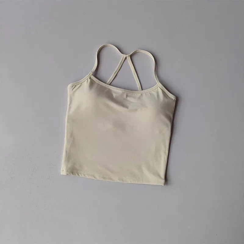Women's Cross Back Push-Up Yoga Sports Bra Comfortable Gym Tank Top Workout Fitness Vest 'Naked Feeling' Gym Bra Fitness Wear