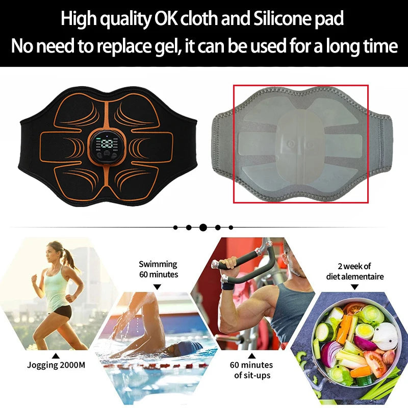 Muscle Toner EMS Muscle Stimulator Smart Abdominal Toning Belt Abs Trainer Recharge Body Massager Weight Loss Fitness Equiment