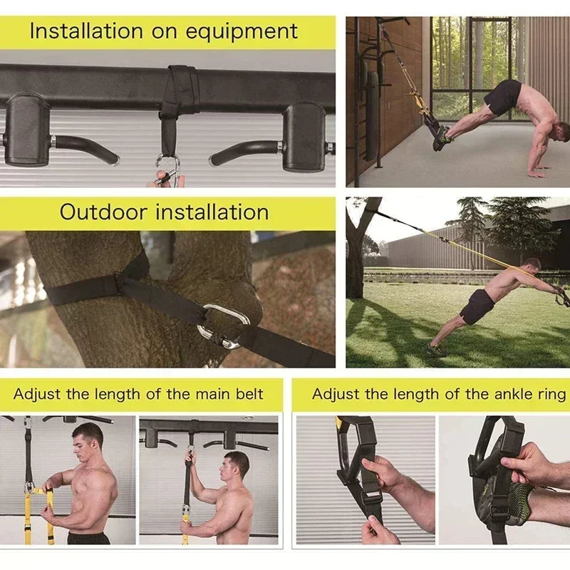 Trx Suspension Training with Tension Strap Door on Horizontal Bar Strap Abs Fitness Strap Home Suspension Training System