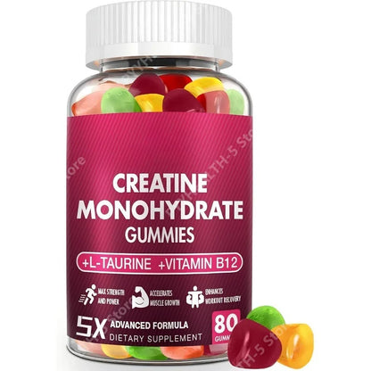 Creatine Monohydrate Gummies - 5g for Men & Women, 80 Count Creatine Chewable Supplements for Muscle Gain, Muscle Strength