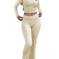 Women's Yoga Two-Piece Set Long-Sleeve Wide-Leg Activewear Set Casual Home Yoga Set Coordinated Set