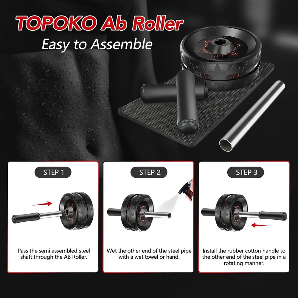 Portable Ab Roller Wheel for Core Strength Training - Exercise Equipment for Men and Women, Quiet Use at Home or Travel
