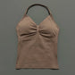 Gym Halter Top Woman Longline Strappy tank Padded Yoga Clothing Removable Cups Yoga Tank Tops Fitness Workout Running Activewear