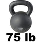 75 LB Cast Iron Kettlebell Single Piece Casting with LB Markings for Full Body Workout Durable Steel Finish