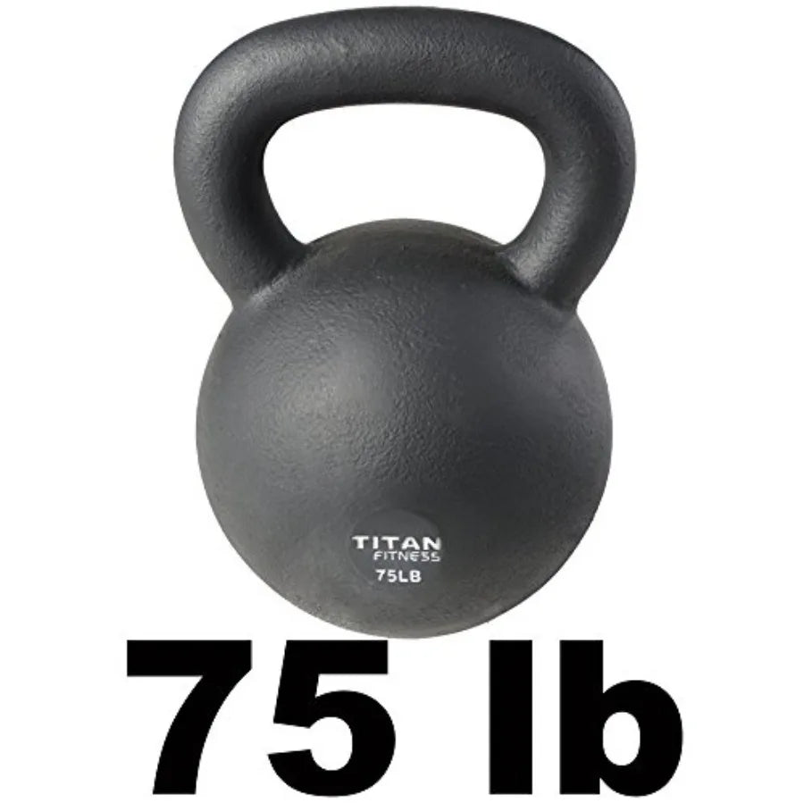 75 LB Cast Iron Kettlebell Single Piece Casting with LB Markings for Full Body Workout Durable Steel Finish