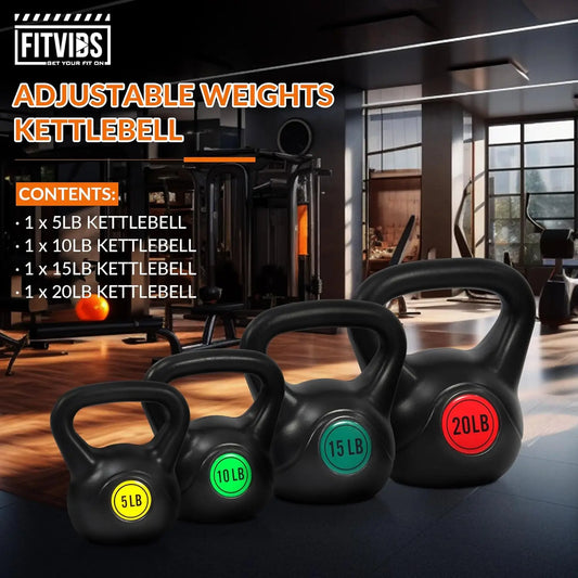 4-Piece Kettlebell Set for Strength Training with Ergonomic Handles and Durable Design