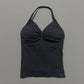 Gym Halter Top Woman Longline Strappy tank Padded Yoga Clothing Removable Cups Yoga Tank Tops Fitness Workout Running Activewear