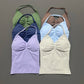 Gym Halter Top Woman Longline Strappy tank Padded Yoga Clothing Removable Cups Yoga Tank Tops Fitness Workout Running Activewear