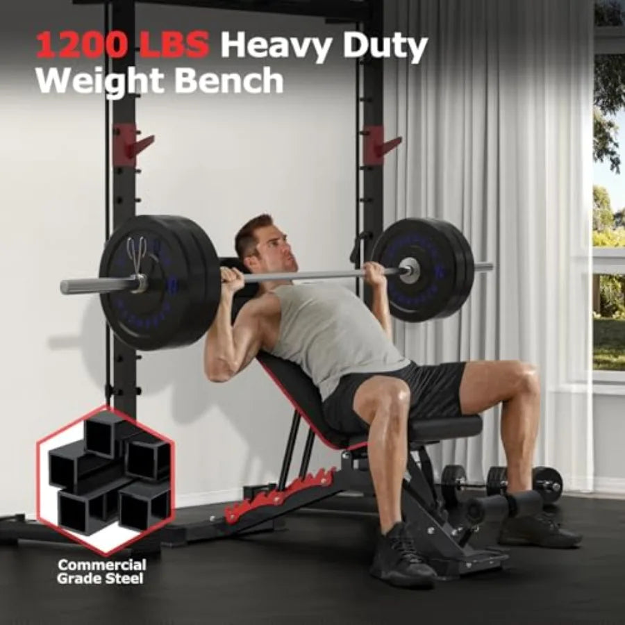 1200LBS Weight Bench Heavy Duty Adjustable Workout Bench for Home Gym Weights Lifting Bench Press with Headrest for Full Body E