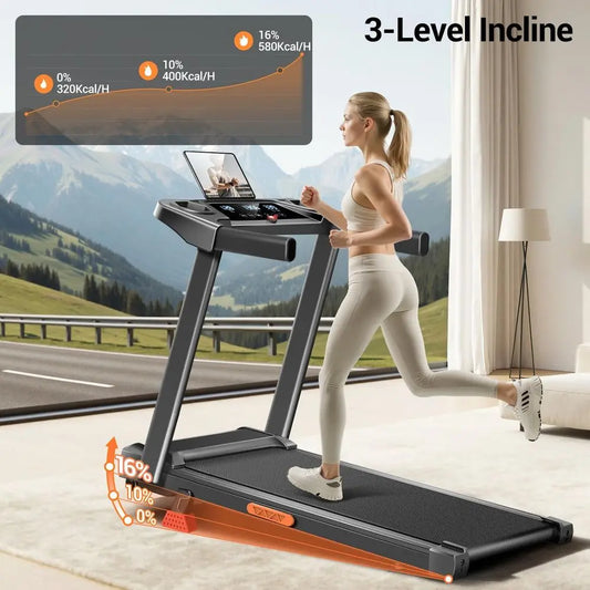 3-in-1 Foldable Treadmill with Incline, Portable Design, 3.0HP Quiet Motor, 12 Auto Programs, Three Speed Settings