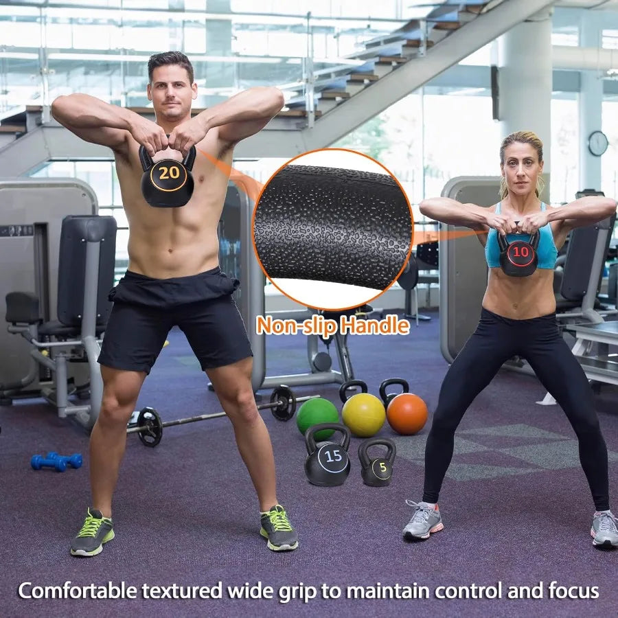 Kettlebell Sets 3/4 Piece for Women Men Home Gym Exercise Kettle bell Fitness Strength Training Kettlebells 5/10/15/20 lbs Full