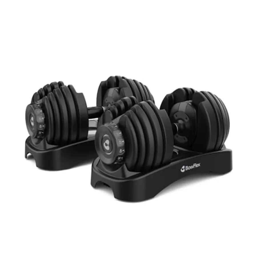 Results Series SelectTech Dumbbells Adjustable Weight Home Gym Dumbbells with Quick-Adjust Mechanism in Black and Silve
