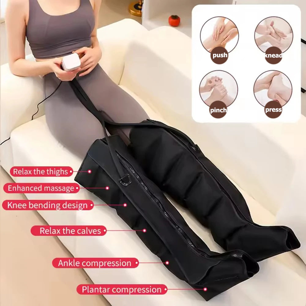 Air Compression Leg Massage 6 Airbag Pneumatic Boots Used for Circulation and Leg Muscle Relaxation to Relieve Varicos Veins NEW